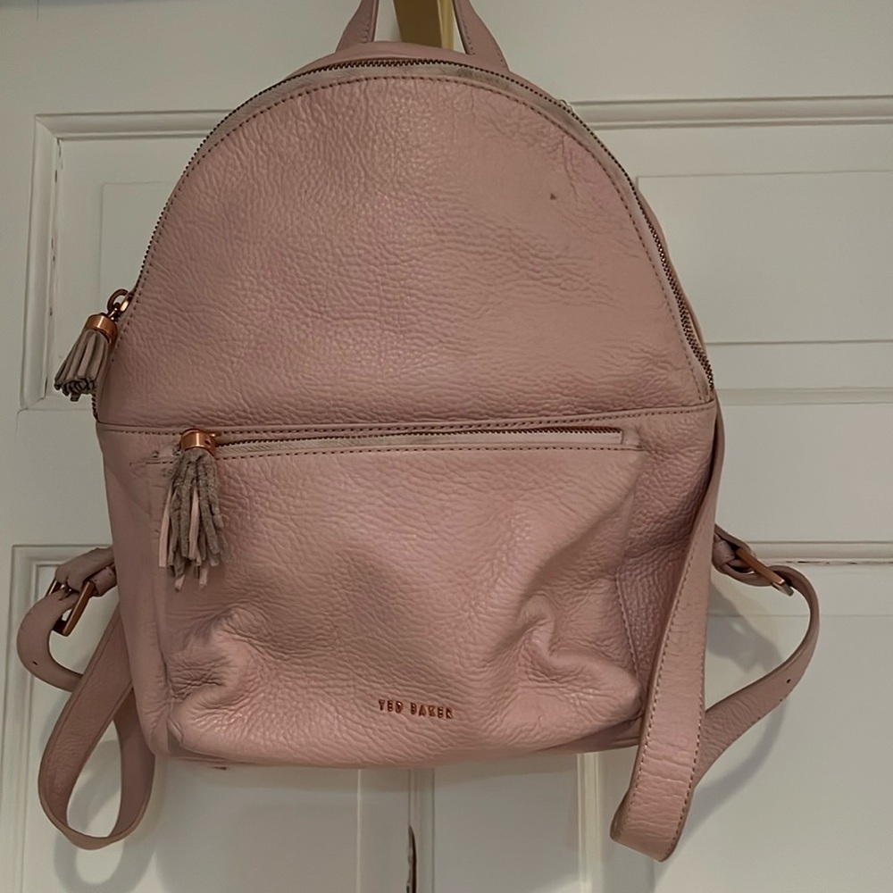 Ted Baker baby pink pebble, leather backpack purse